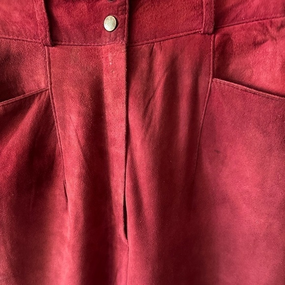 Vintage Red Suede Leather Pants XS - Picture 6 of 9